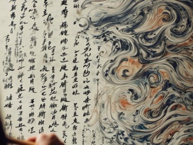 书法艺术，融合动态背景的视觉冲击与文化韵味