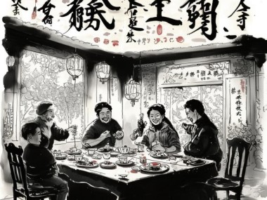 新春韵味，水墨书法年三十动态图，传统艺术现代演绎
