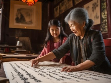 孙女共赏书法之美，传承传统文化新篇章