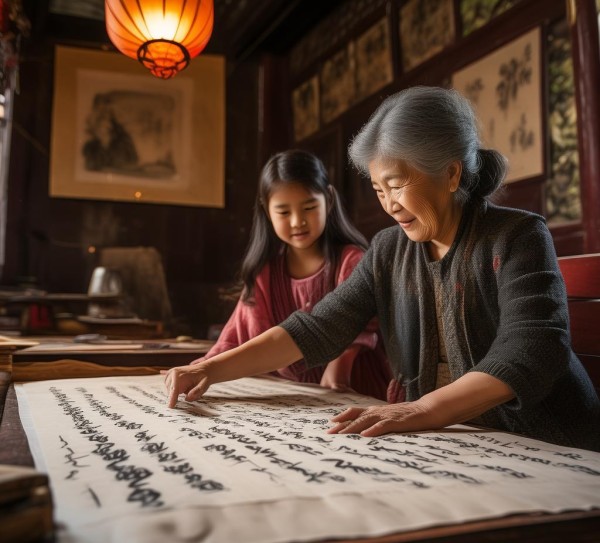孙女共赏书法之美，传承传统文化新篇章,孙女共赏书法之美，传承传统文化新篇章,书法艺术,书法,第1张